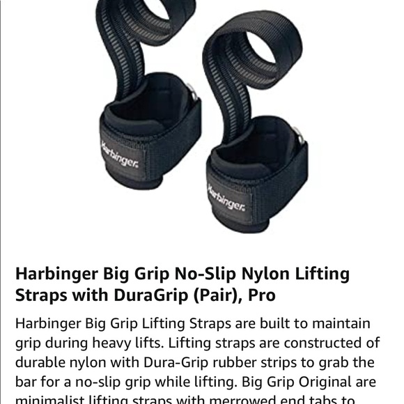 Harbinger Big Grip No-Slip Nylon Lifting Straps with DuraGrip (Pair) in black - Picture 6 of 7